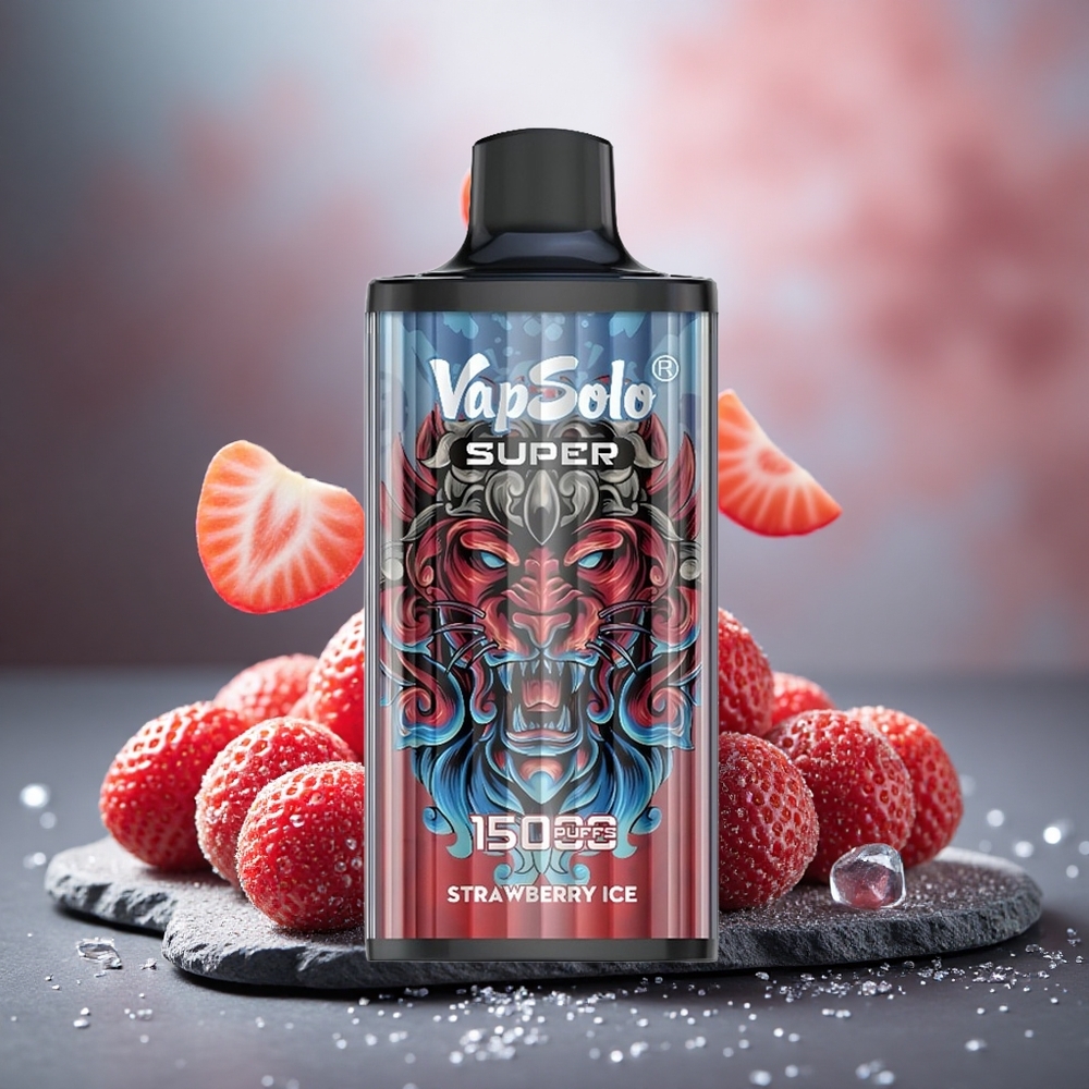 Vapsolo Super 15000 Puffs 40ml E-Liquid Strawberry Ice Disposable Vape