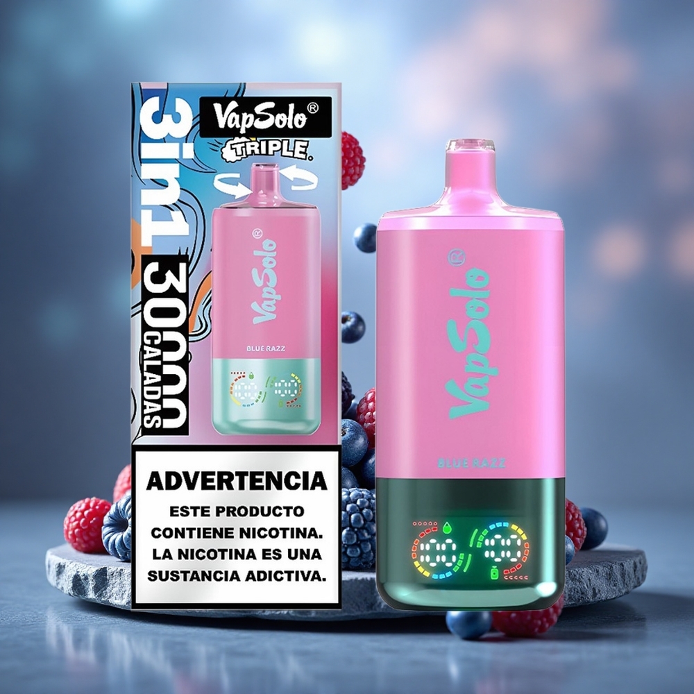 Vapsolo Triple 30000 Puffs 40ml E-Liquid Disposable Vape Blue Razz