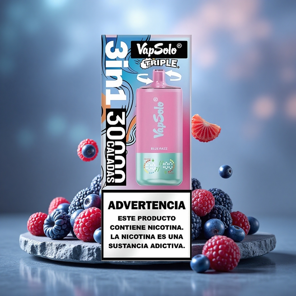 Vapsolo Triple 30000 Puffs 40ml E-Liquid Disposable Vape Blue Razz