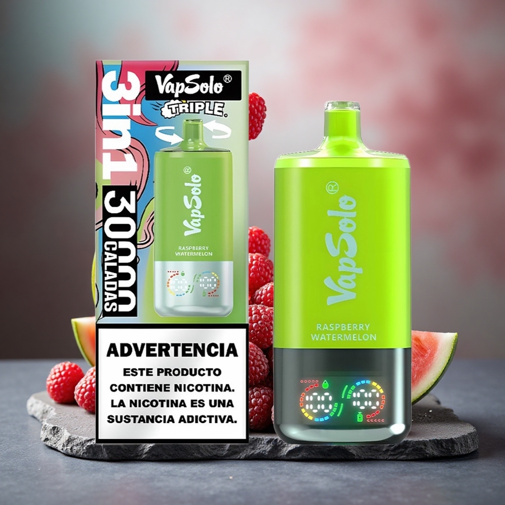 Vapsolo Triple 30000 Puffs 40ml E-Liquid Disposable Vape Raspberry Watermelon