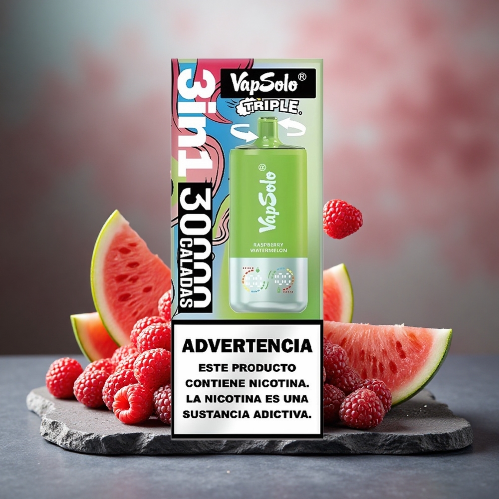 Vapsolo Triple 30000 Puffs 40ml E-Liquid Disposable Vape Raspberry Watermelon