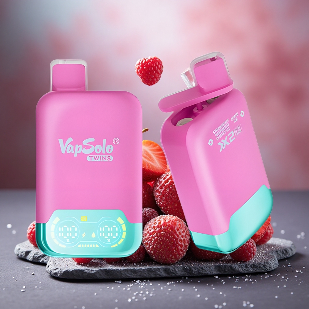 Vapsolo Twins 20000 Puffs 40ml E-Liquid Disposable Vape Strawberry Raspberry Cherry Ice