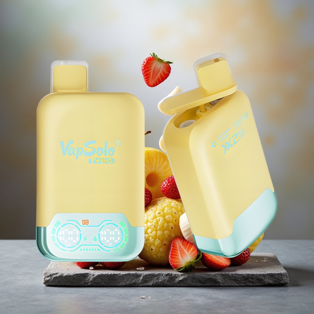Vapsolo Twins 20000 Puffs 40ml E-Liquid Dual Tank Disposable Vape Pineapple Coconut & Strawberry Banana