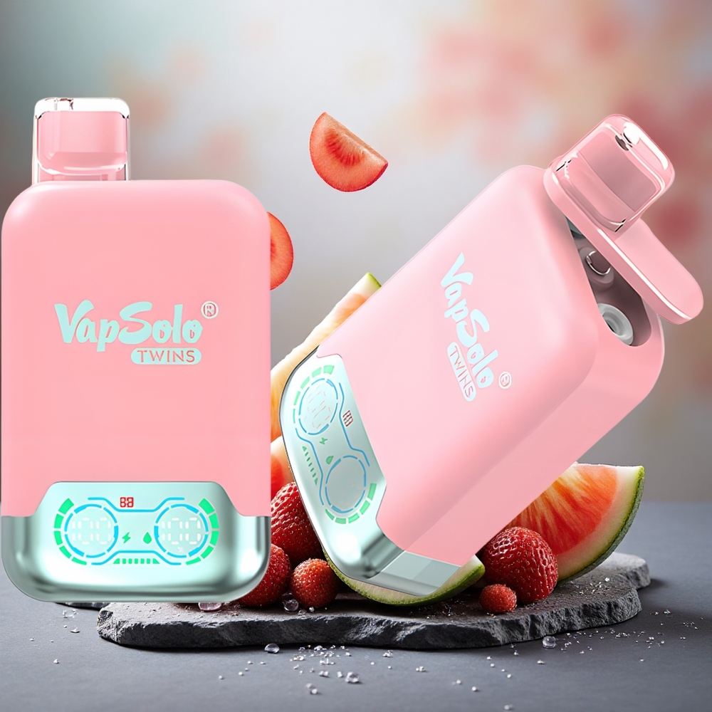 Vapsolo Twins 20000 Puffs 40ml E-Liquid Dual Tank Strawberry Ice & Mango Peach Watermelon