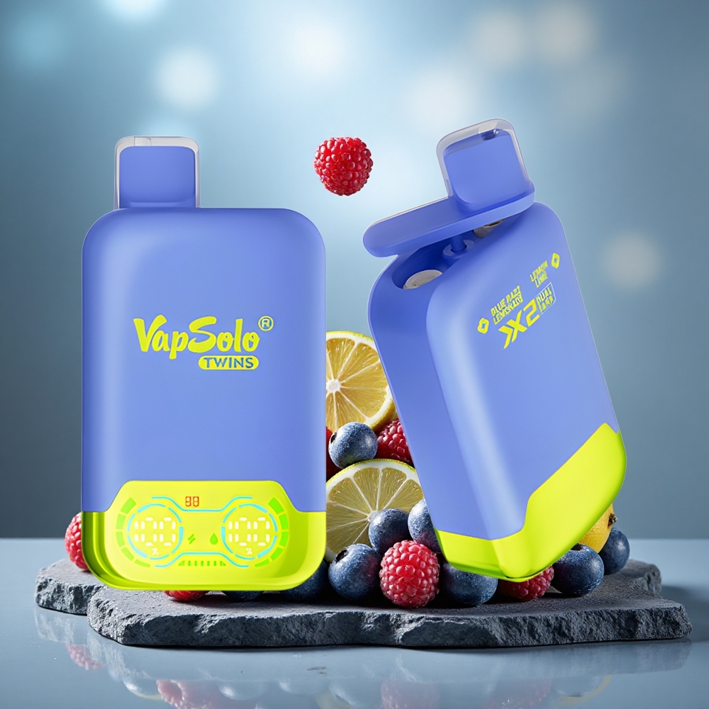 Vapsolo Twins 20000 Puffs Dual Tank Disposable Vape Blue Razz Lemonade & Lemon Lime