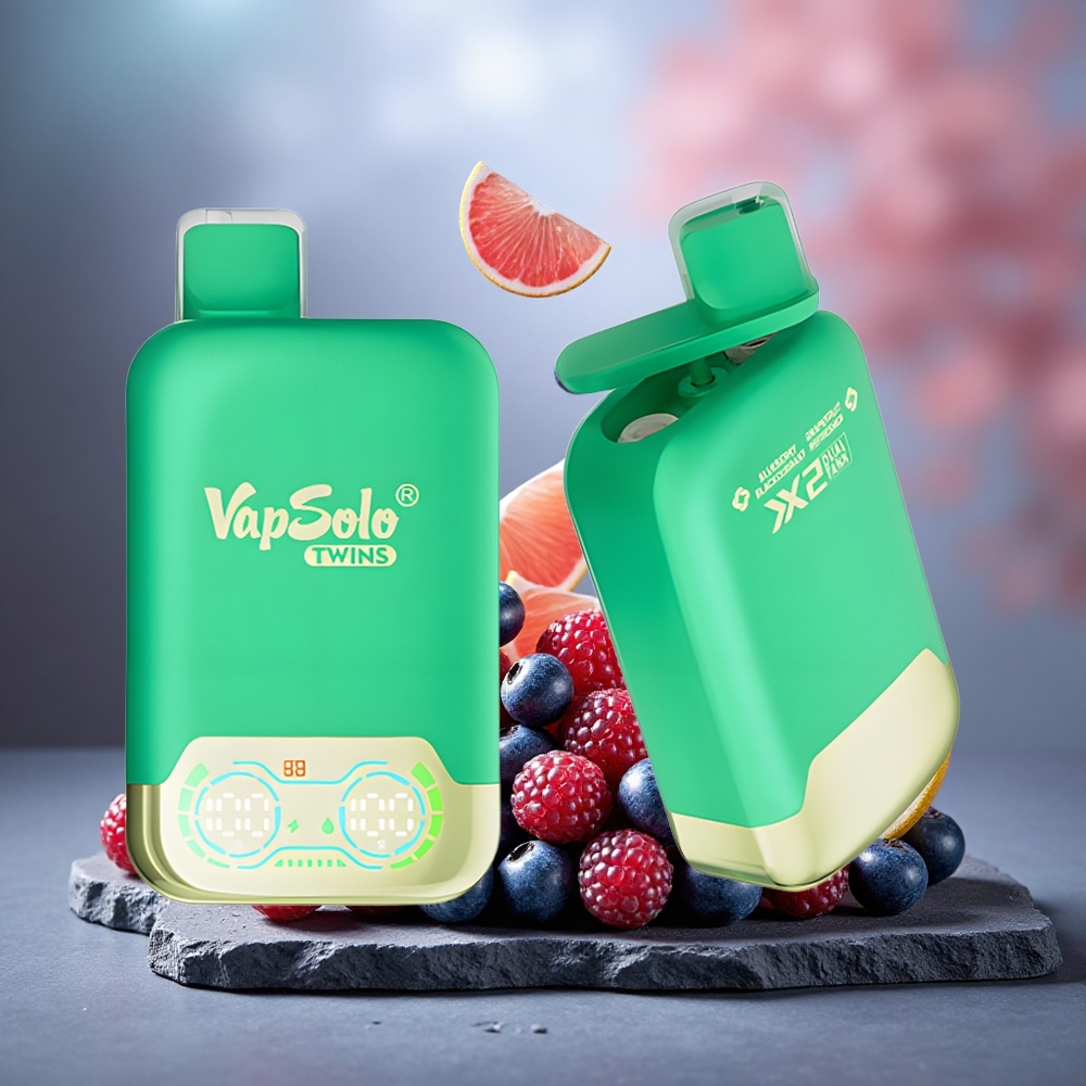 Vapsolo Twins 20000 Puffs Dual Tank Disposable Vape Blueberry Blackcurrant & Grapefruit