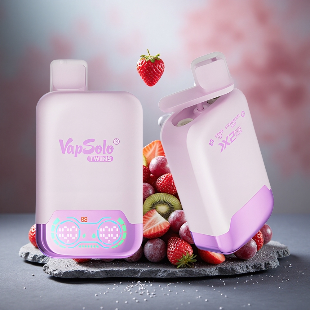 Vapsolo Twins 20000 Puffs Dual Tank Disposable Vape Grape Ice & Strawberry Kiwi Type-C