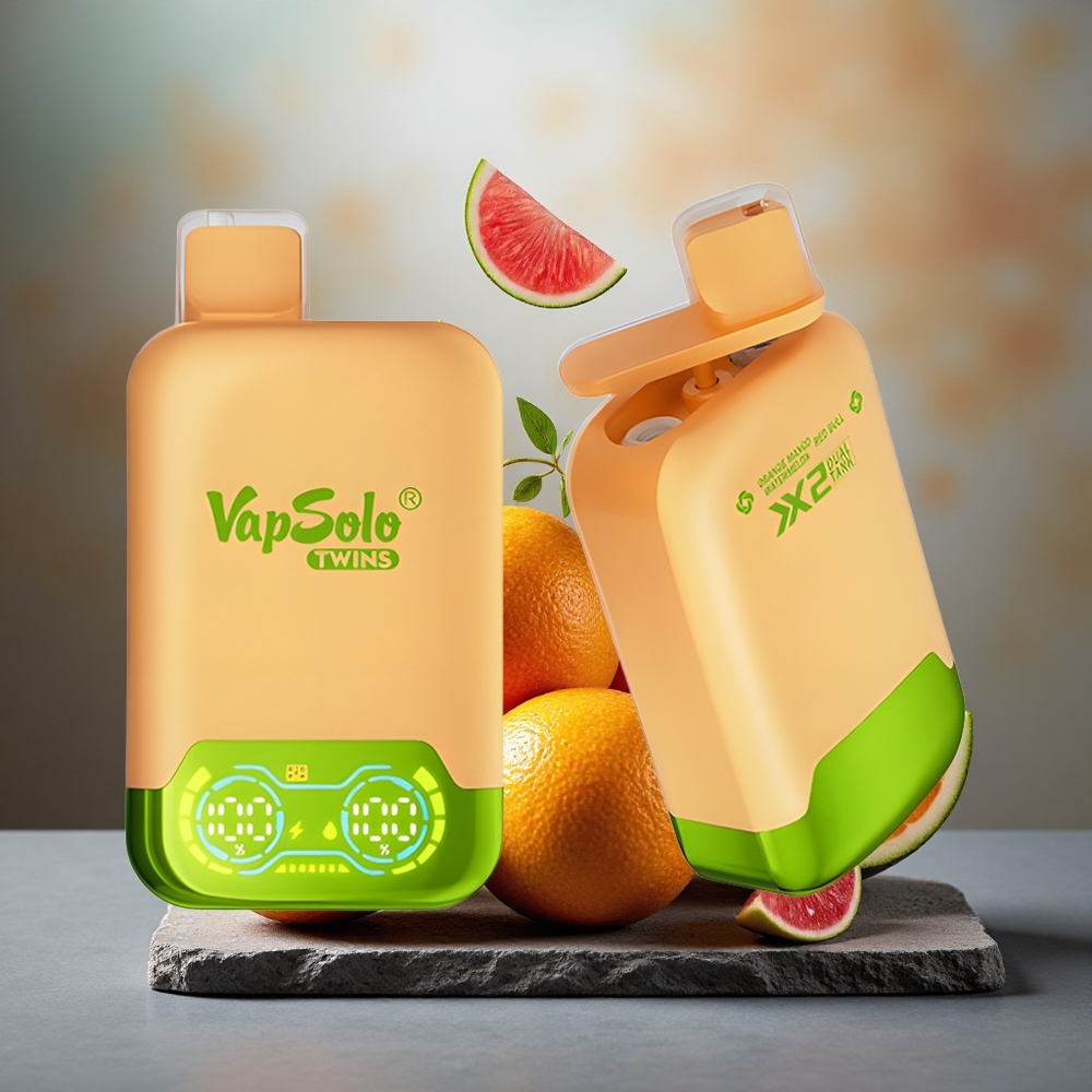 Vapsolo Twins 20000 Puffs Dual Tank Disposable Vape Orange Mango Watermelon & Red Bull