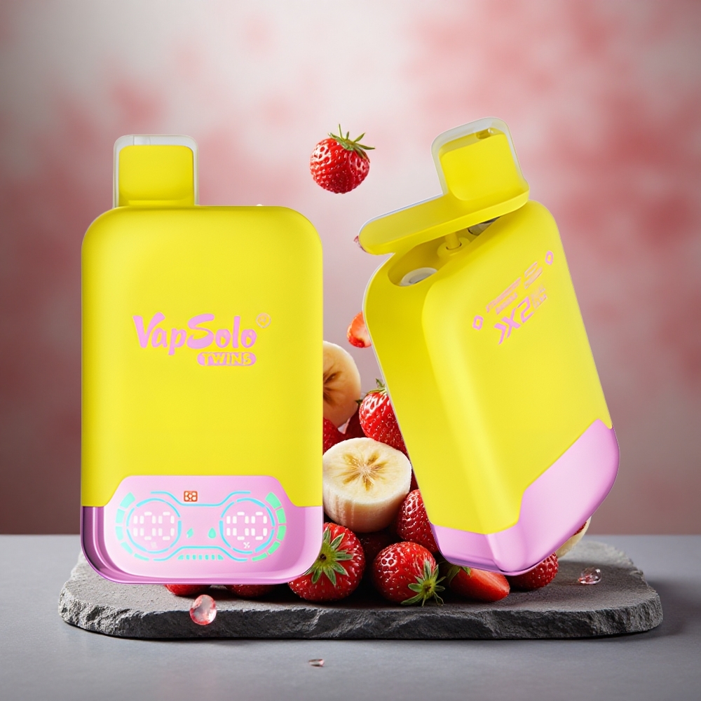 Vapsolo Twins 20000 Puffs Dual Tank Strawberry Banana & Fizzy Cherry Type-C