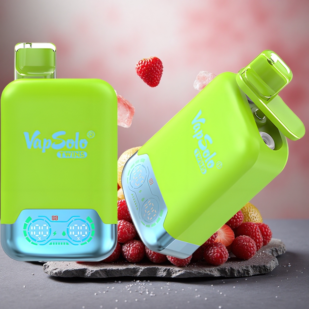 Vapsolo Twins 20000 Puffs Dual Tank Strawberry Kiwi Raspberry Cherry Ice Type-C