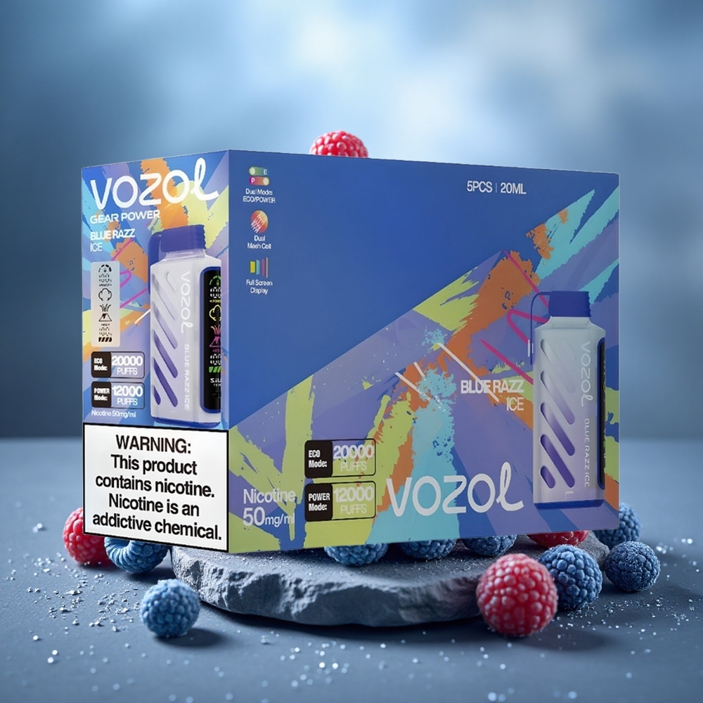 VOZOL Gear Power 20000 Puffs Dual Mesh Disposable Vape Blue Razz Ice