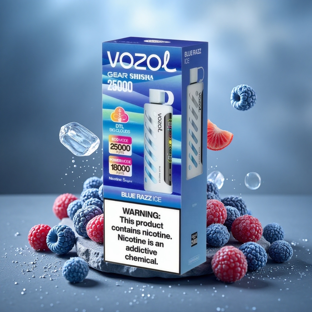 VOZOL Gear Shisha 25000 Puffs Dual Mesh Blue Razz Ice Disposable Vape